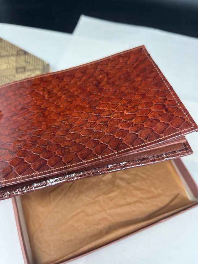 Portafoglio Maxim Pelle Coccodrillo Marrone Nuovo