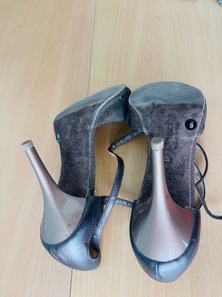 Zapatos de tango D'Raso marrones y dorados