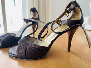 Zapatos de tango D'Raso marrones y dorados