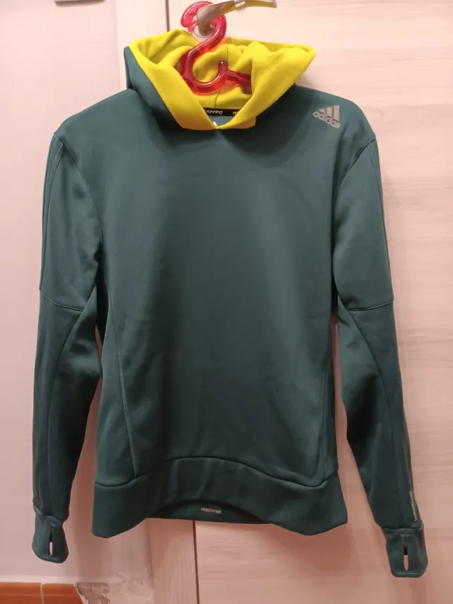 Sudadera Adidas Running Talla S Verde y Amarillo