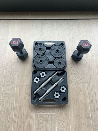 Set de pesas + 2 pesas 12.5kg