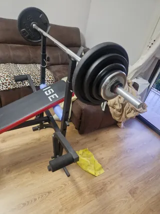 BANCO DE PESAS Y MUSCULACION RACK 
