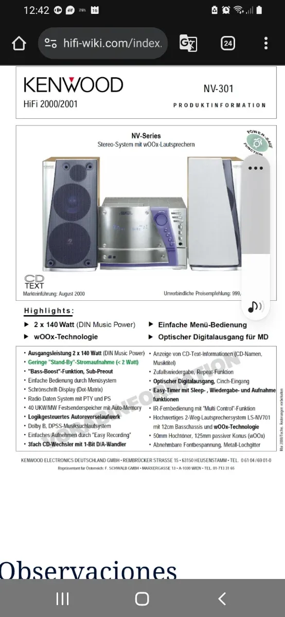 Cadena de música Kenwood CD/DVD