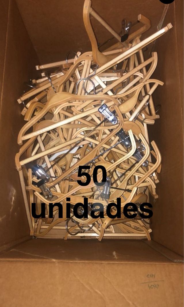 50 Perchas Madera Niños con Pinzas