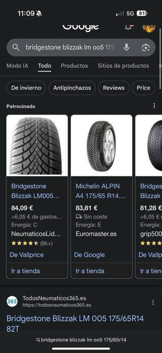 Llantas Fiat con neumáticos Bridgestone
