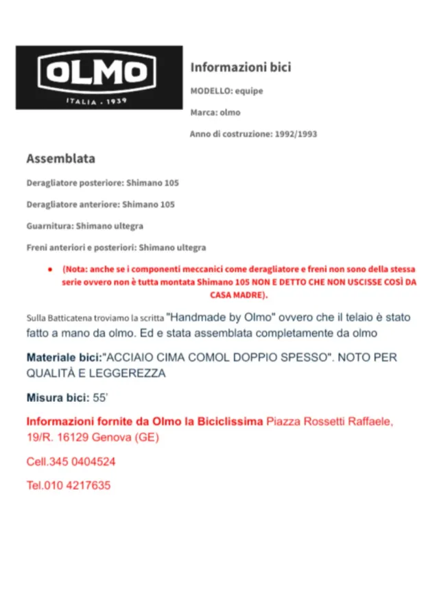 Bici da corsa Olmo rossa e gialla