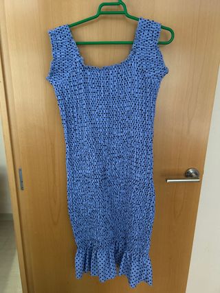 Vestido azul con lunares vintage