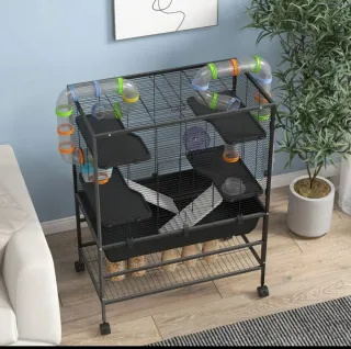 Gabbia per criceti con tubi e accessori