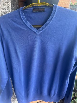 Jersey pico azulón Zara Man