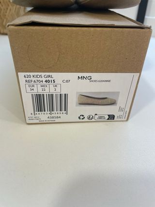 Zapatos Mango niña beige lino. TALLA 34