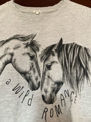 Felpa grigia con cavalli taglia L (46)