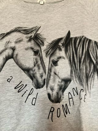 Felpa grigia con cavalli taglia L (46)