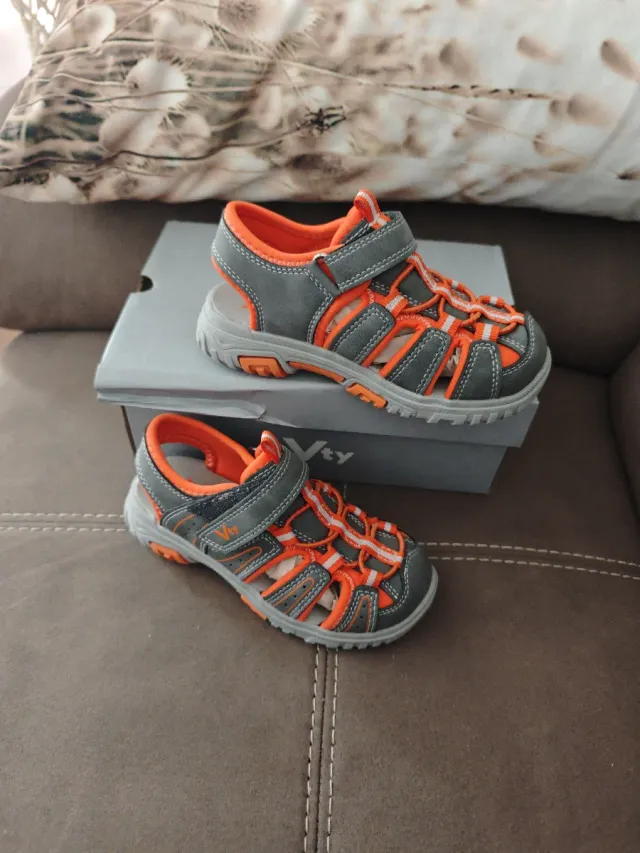 Sandalias Vty Niños Gris Naranja