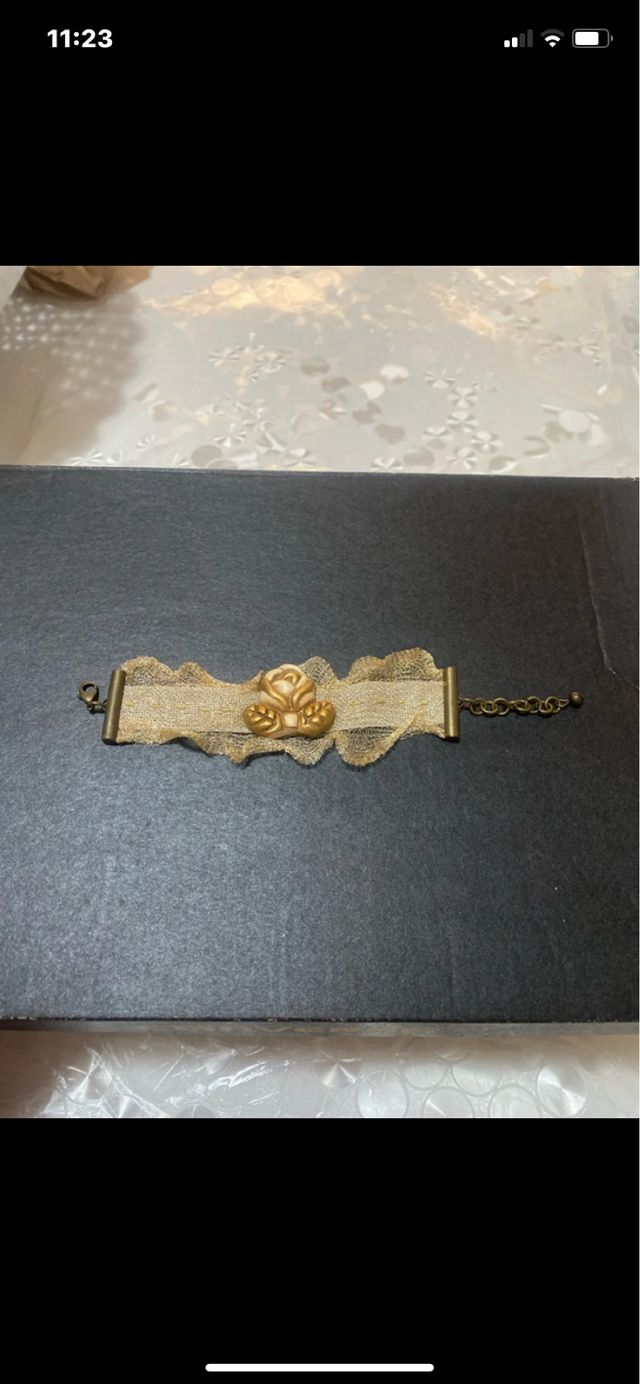 Braccialetto Thun tessuto e metallo con rosa