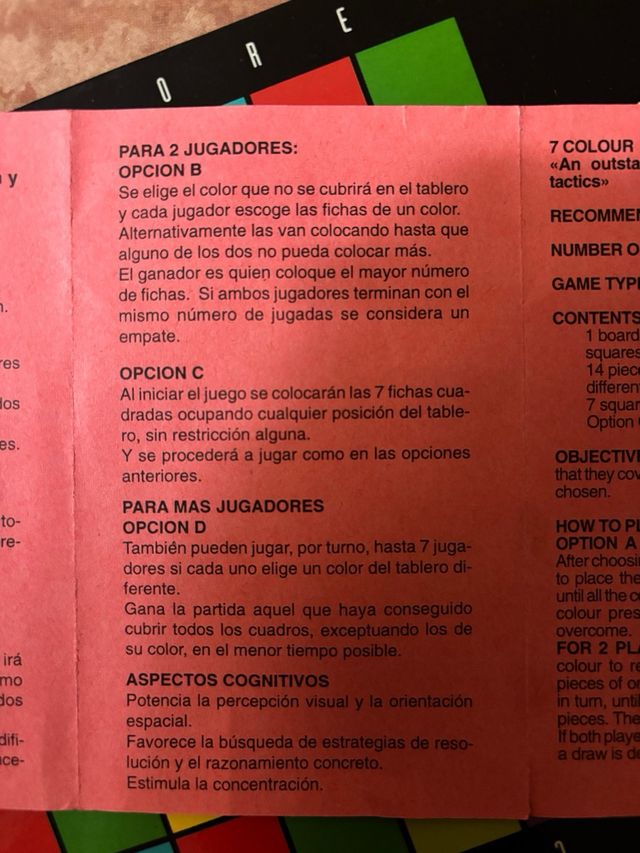 Juego de mesa 7 Colores