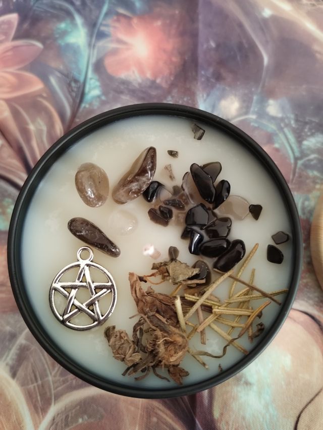 Candela Magia Protezione Pentacolo Pietre