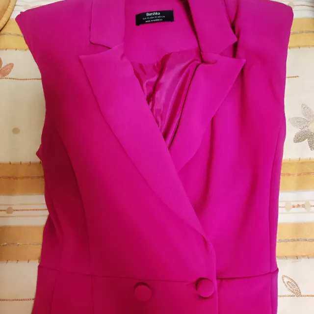 Vestido blazer sin mangas fucsia