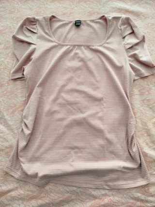Camiseta premamá rayas rosa y blanco