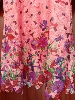 Abito rosa pizzo floreale farfalle