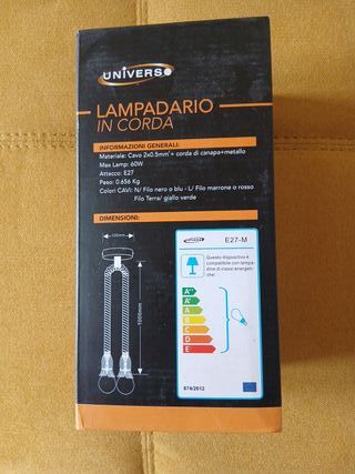 Lampadario Universo in corda 2mt attacco E27