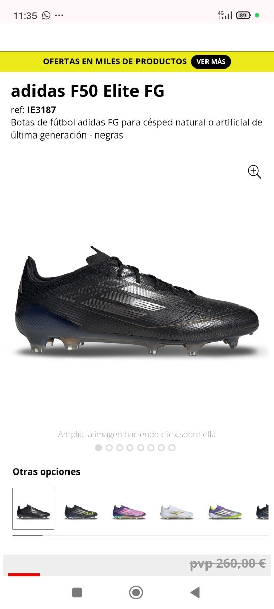 Botas Adidas F50 Elite FG Negras