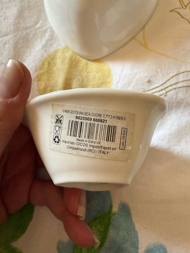 Set 4 Ciotoline Cuore Porcellana Bianca