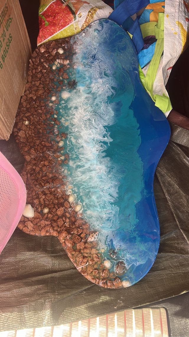 Cuadro Resina epoxi con Mar y Piedras