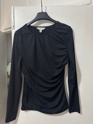 Top negro M&S manga larga elástico