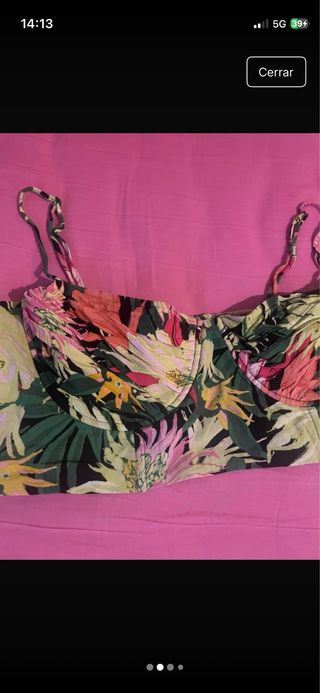 Croptop H&M Flores Tropical Talla L