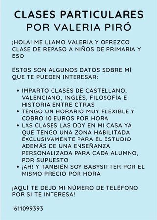 Clases particulares en el centro de Valencia
