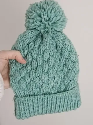 Conjunto gorro y cuello color verde agua