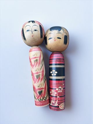 Coppia Kokeshi Giapponesi in Legno