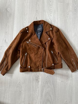 Chaqueta Biker Ante Pull&Bear Marrón