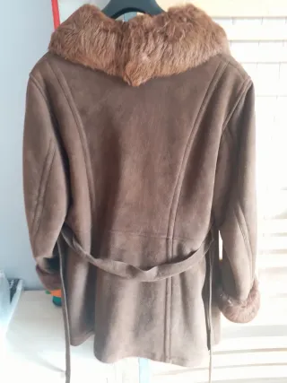 Abrigo Ante y Piel Marrón y beige 