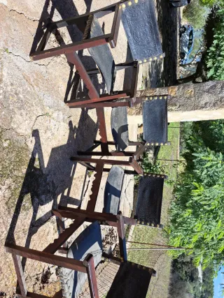 Sillas de fraile/sacristía de cuero y madera