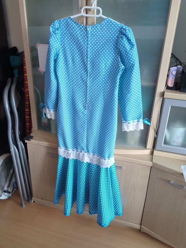 Vestido Chulapa Azul con Lunares Blancos