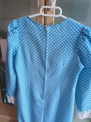 Vestido Chulapa Azul con Lunares Blancos