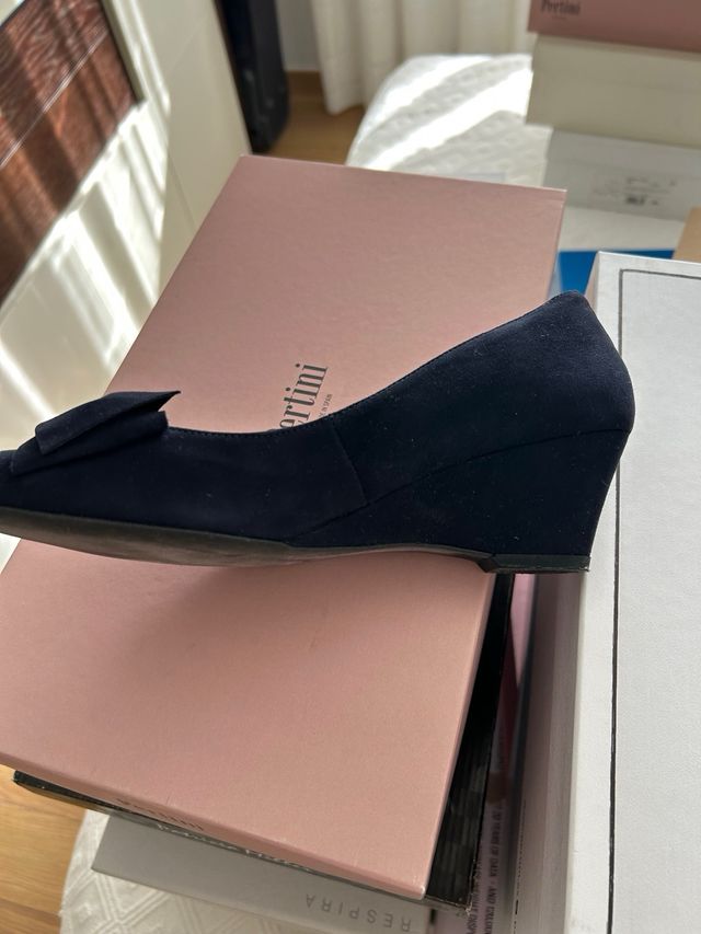 Zapatos ante azul marino lazo T.38