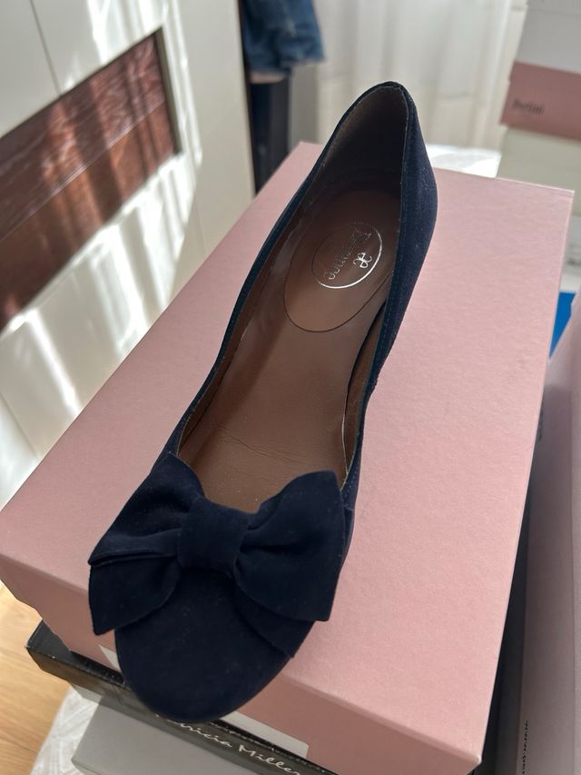 Zapatos ante azul marino lazo T.38