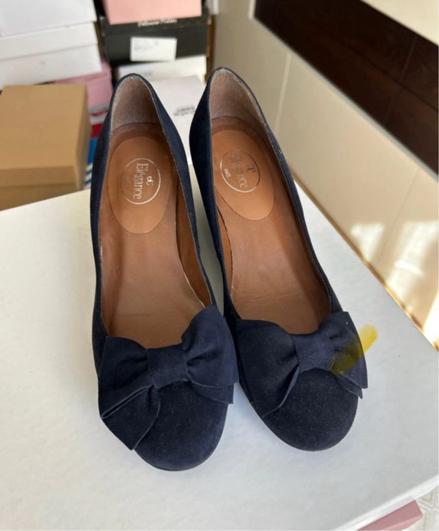 Zapatos ante azul marino lazo T.38