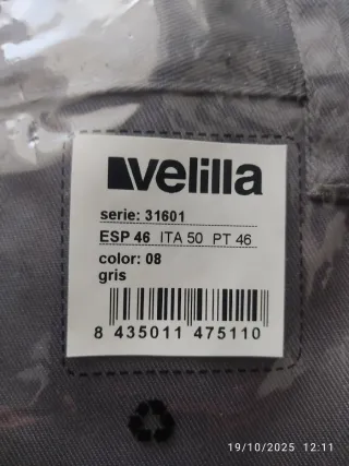 Pantalón de trabajo Velilla gris talla 46