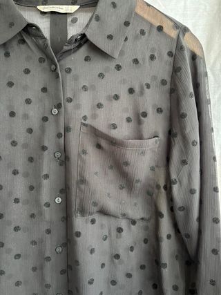 Blusa Stradivarius M Lunares Negra Transparente