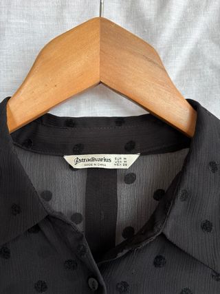 Blusa Stradivarius M Lunares Negra Transparente