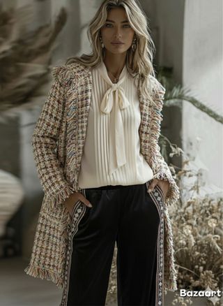 Abrigo tweed multicolor tipo Chanel 