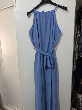 Vestido largo estilo griego azul