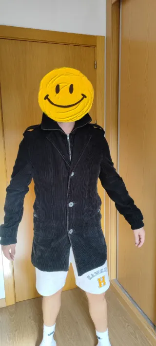 Abrigo Chaquetón Vintage Negro/Marrón