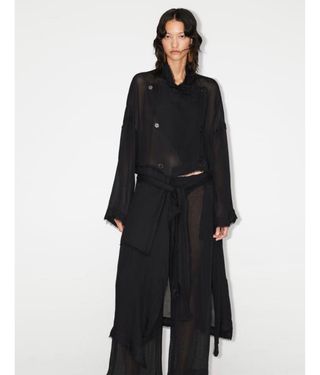 Trench Zara semitransparente negro talla única
