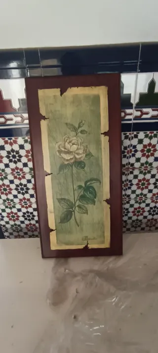 Cuadro de madera con rosa