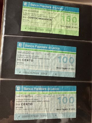 Miniassegni Banca Popolare di Lecco