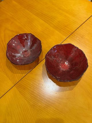 2 Ceniceros Decorativos de Cristal Rojo